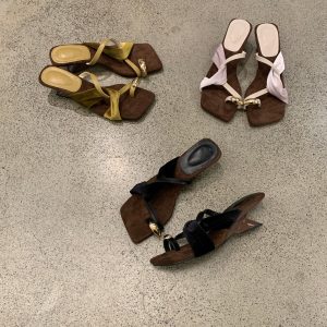 2026 Summer New French Square Toe Strap Sandals Women Wedge Heel Velvet Versatile Casual Slippers